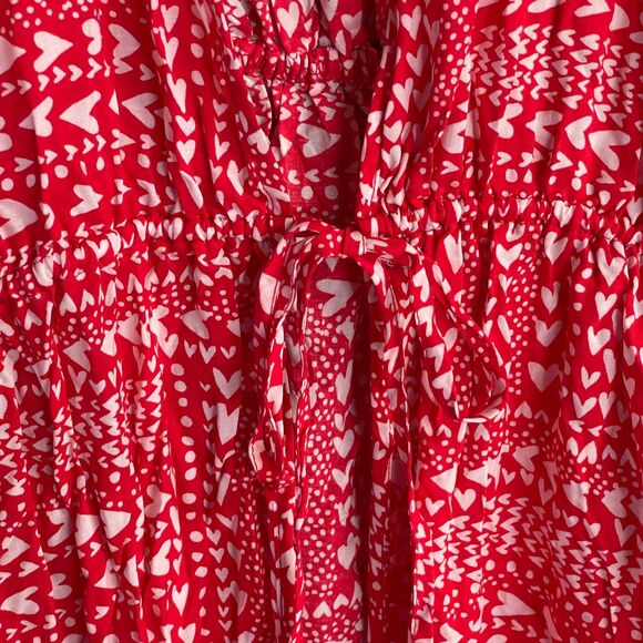 NWT Victoria’s Secret Heart Print Swim Cover Up Wrap, One Size – Red and White - Picture 3 of 7